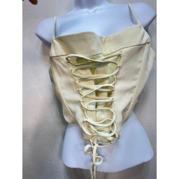 Finesse Womens Malia Ivory Lace Up Corset Top Size M Ivory Sleeveless Sexy Chic - Picture 5 of 13